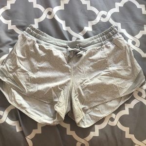 Grey/white floral print Lululemon running shorts